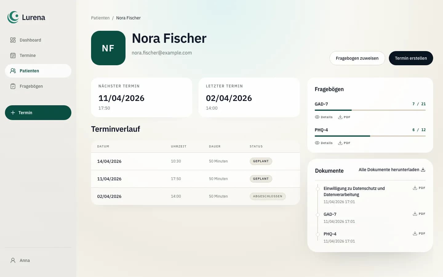 Dokumentenkarte mit Sammel-Download in Lurena
